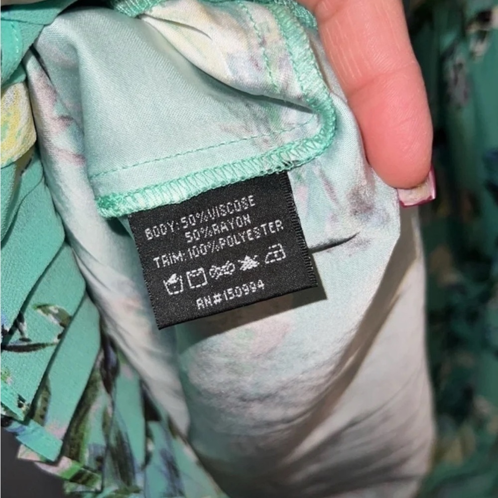 Belldini Teal Floral Long Sleeve Dress - Medium - Picture 8 of 10